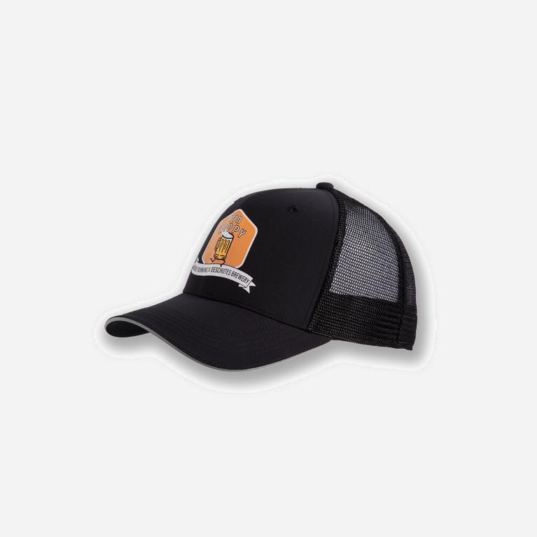 Brooks Discovery Trucker NZ - Women's Running Hat - Black/White/Green/Orange/Run Hoppy/Deschutes (90